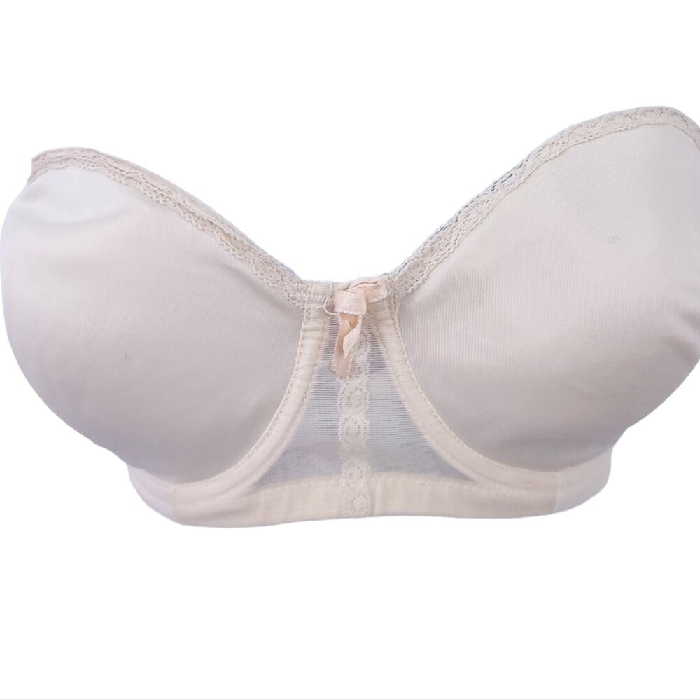 Vintage Exquisite Form 32D Strapless Bra Beige Underwire Bra Excellent Condition